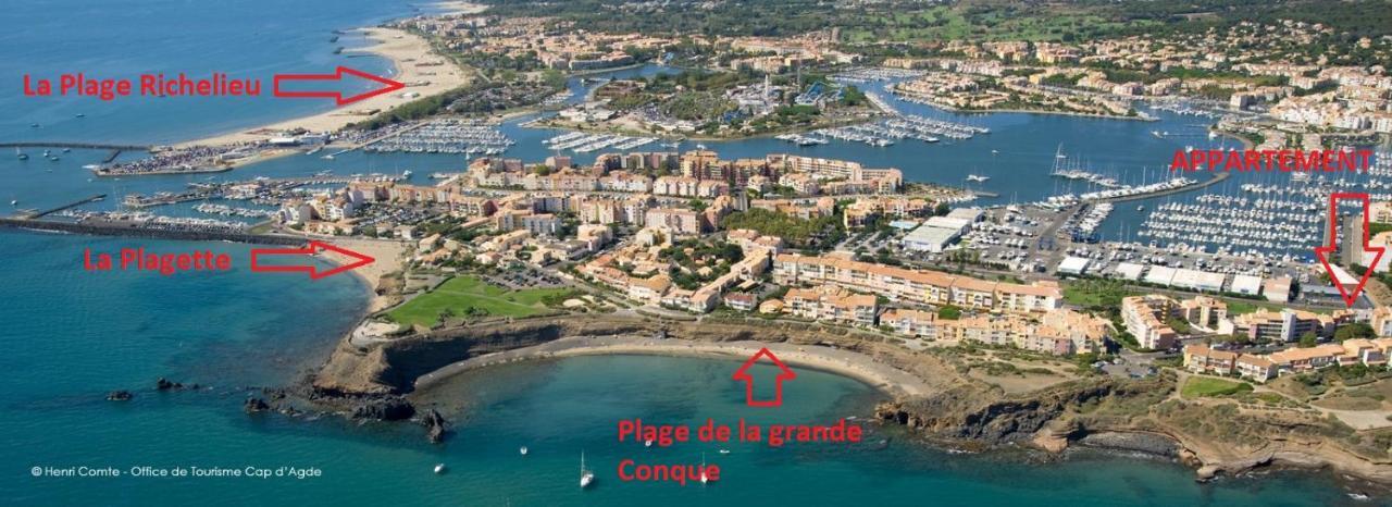 Cap D'Agde 300M Plage Du Mole,Vue Port,Parking,Lave Linge,Piscine Lägenhet Exteriör bild